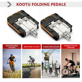 KOOTU Велосипедни Сгъваем Педал против хлъзгане, Универсални Алуминиеви Педали 9/16 Сгъваема Педал за Планински Велосипед Сгъваем Велосипед Пътен под Наем