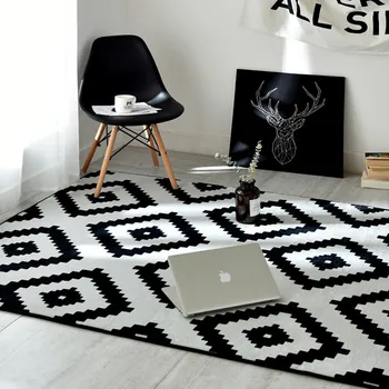 Черно-бели килими с геометричен дизайн за Хол, холна маса, Килими, Детски Мини Подложки за проследяването стъпки пълзи, Детски Сгъваем слот килим