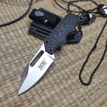 SOG Джобен EDC Малък нож с фиксирано острие - Instinct Mini Neck Knife Атласное просто острие, дръжка G10 с корпус от ABS-пластмаса