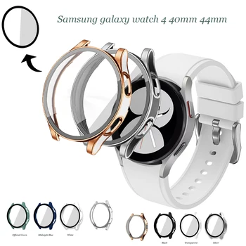 Стъклена защитно фолио За Samsung Galaxy Watch 4 40 мм 44 мм, Твърд калъф + цял екран Защитна Броня За Galaxy Watch4 44 мм, Калъф