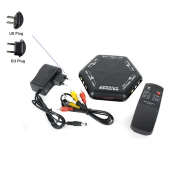 Комплект 5 Начина, 4 порта В 1 Игри Изход RCA S-Video Аудио AV Ключ Кутия за Селектор Сплитер с Дистанционно Управление на САЩ или ЕС Щепсел за променлив ток
