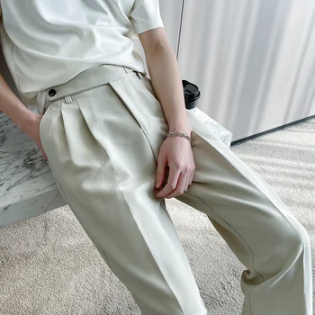 Кайсии/Черен Костюм Панталон Мъжки Фини Модни Социални Мъжки Модел, Панталони Корейски Директни Ежедневни Панталони Мъжки Офис Официални Панталони M-2XL
