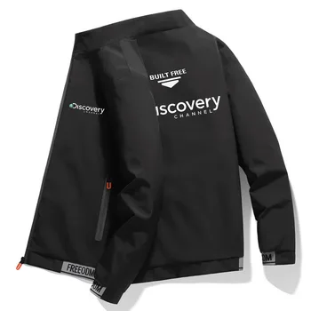Мъжки цветна яке пилот с принтом Discovery Channel, Модни градинска ветровка, Ново палто на марката Discovery, серия 2022