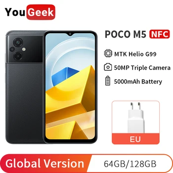 Нов POCO M5 Глобалната Версия на 64 GB/128 GB NFC Смартфон Хелио G99 Восьмиядерный 90 Hz 6,58 