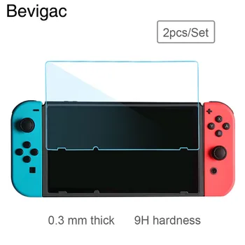 Bevigac 2 БР Закалено Стъкло Против Надраскване с Висока Разделителна способност Фина Защитно Фолио за Екран за Конзолата Nintendo Nintend Switch NS NX