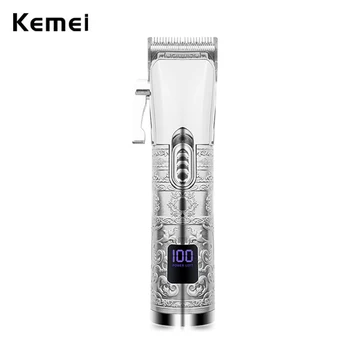 Kemei Професионален Безжичен Мъжки Машинка за подстригване На Коса Фризьорски салон Акумулаторна Машина За Подстригване на Коса Електрически Выцветающий Нож За Коса Преносим LCD Дисплей