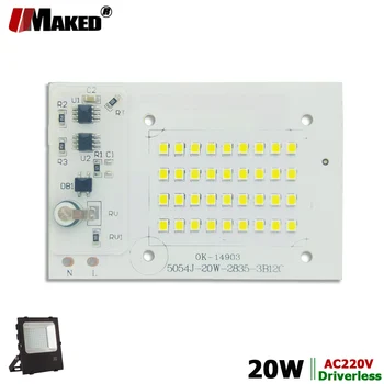 AC220V SMD 2835 LED на PCB 20 W 86x58 мм Led Прожектор Модул за Алуминиева плоча Бял/Топло SMD2835 Smart IC Driver За Прожекторных Лампи