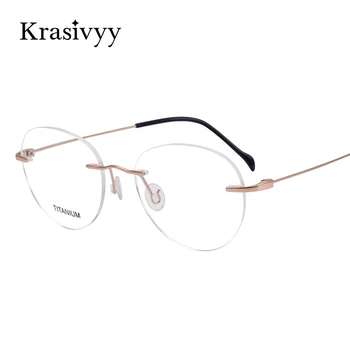 Красиви Очила Без Рамки Женски B Titanium Дизайн Рецепта Ретро Кръгли Очила Мъжки Корейски, Европейски Безвинтовые Очила В Рамки