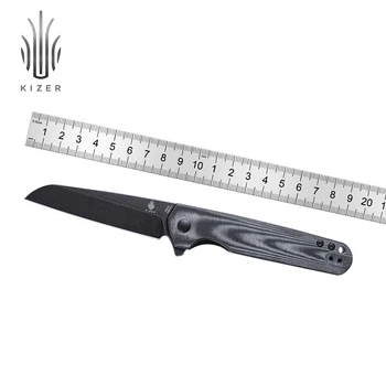Kizer Походный Нож LP V3610C1 2022 Нова Черна Дръжка от Микарты със Стоманени Остриета 154 см, Открит Джобен Нож, с Отвор за Флиппера