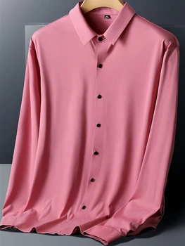 Пролет Есен бързо съхнещи Мъжки Ризи С Дълъг Ръкав Меки Дишащи Найлонови Копринени Обикновена Ежедневни Мъжки Ризи, Социални Блузи Плюс Размера на 8xl