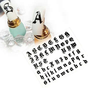 5 листа/лот 3D Писмо Дизайн нокти Стикер Стикер За Нокти Стара английска азбука е Символ на Стикер За Нокти, Стикери за Декорация на Нокти DIY
