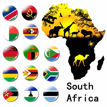 Държава Спомен Замбия Зимбабве, Ангола Малави Мозамбик Ботсвана Намибия, Южна Африка Флаг 30 мм, Магнит За Хладилник Магнитен Стикер