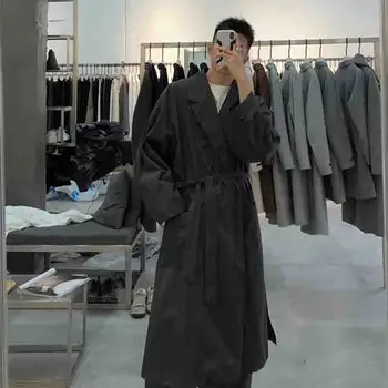 Японското двубортное дълго палто в стил юпи, младежта есен нова корейска ветровка, мъжки