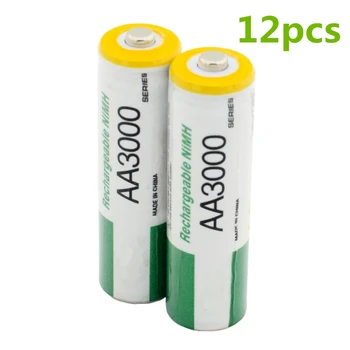 12 бр./много Голям капацитет 3000 mah 1.2 AA батерия за детски играчки AA NiMH акумулаторна батерия