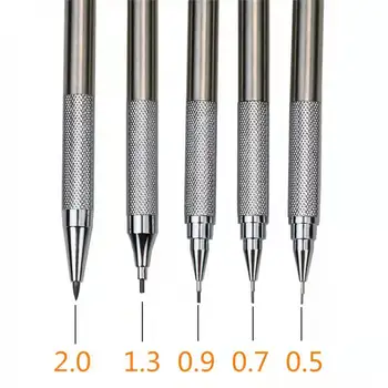2,0 1,3 0,9 0,7 0,5 мм/комплект Професионален Метален Механичен Молив Материали От Неръждаема Стомана Арт Фигура HB 2B Черна Дръжка Мед