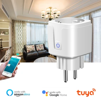 16A ЕС Smart Wi-Fi Конектор за захранване с монитор хранене, Умна Домашна Безжична розетка Работи за Алекса Google Home