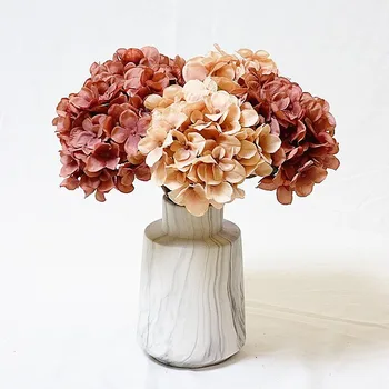 Европейската Ретро Хортензия Изкуствени Цветя Клонка за Вази Аксесоари за направи си САМ Сватбена Домашна Градина Декоративен Материал Фалшив Цвете
