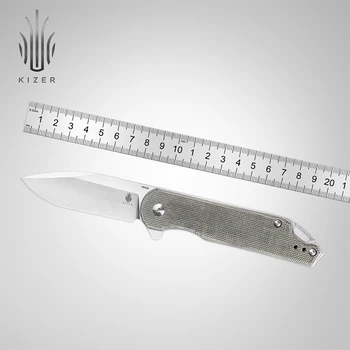 Нож Kizer Сгъваем V4549C1 Assassin XL 2022 Нова Зелена Дръжка от Микарты със Стоманени Остриета 154 см, Уличен Тактически Нож, Ръчни Инструменти