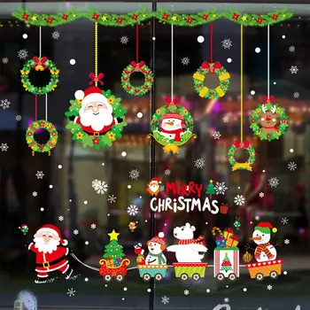 Коледни Стикери По Прозорците, Коледни Стикери За Стена, Стикери За Стените На Детската Стая, Забавни Коледни Декорации За Дома, Коледни Стикери