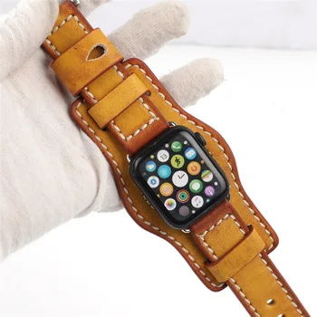Въжета от естествена кожа за Apple Watch 38 мм 40 мм 41 мм 42 мм 44 мм 45 мм и Каишка за часовник от Телешка кожа Ремък за iWatch 765432 Гривна