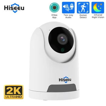 Hiseeu 2K 4MP Wifi PTZ IP Камера Умен Дом 2 Начина Аудио Бебефони и Радионяни AI Проследяване на Камера за наблюдение на Сигурността