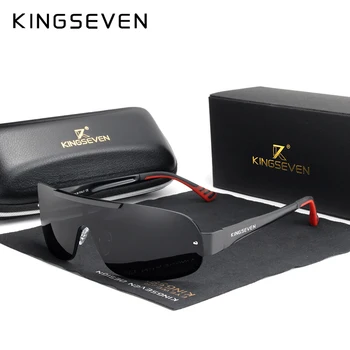 KINGSEVEN Дизайн на алуминиевите Мъжки Маркови Слънчеви Очила HD Мъжки Поляризирани Слънчеви Очила с Интегрирани Лещи Очила Gafas De Sol