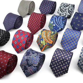 Супер Мека Изкуствена Коприна Вратовръзка От Полиестер За Мъже, За Бизнес Срещи, Gravatas, Мъжки Официални, 7 см, Тънък Модерен Вратовръзка с Принтом Пейсли