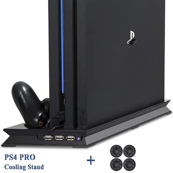 Конзола PS4 Pro Вертикална Поставка 2 Контролер, Зарядно Устройство, Зарядно устройство за Зареждане на 2 Вентилатора за Охлаждане за Sony Playstation 4 Охладител PS 4 Аксесоар