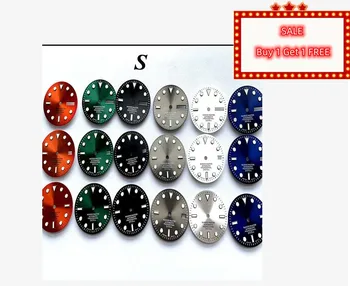 Dial S-Watch 29 мм Предна Вмъкване на Детайли за Часовници NH35 Автоматичен Механичен Механизъм за Часовник в Зелен Светлинен seik ..mod s log