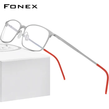 FONEX Рамки за Очила от Чист Титан за Мъже, Квадратни Очила по Рецепта, 2020, Нова Реколта Оптични Корейски Очила, Дамски 8551