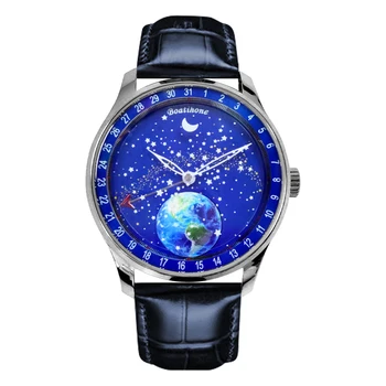 Нови 2022 Фаза На Луната Автоматични Часовници Мъжки Звездното Небе Циферблат Луксозни Механични Ръчни Часовници Самостоятелно Ликвидация Бизнес Часовници Ал Hombre